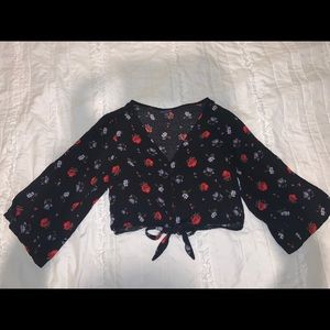 American Eagle cropped floral print top—Small